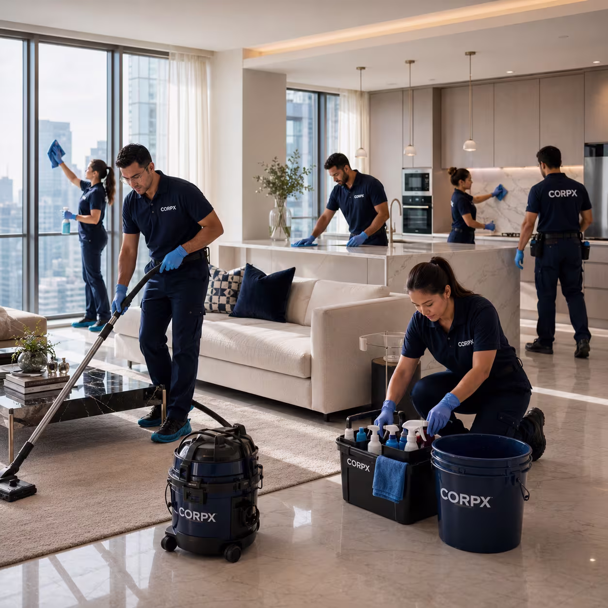 CorpX deep cleaning crew on site in Mumbai